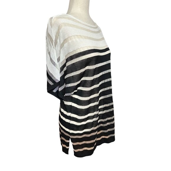 Chico's Shirt Size 0 Small NWT Travelers Stripe Dolman Top Black/White Oversized - Picture 5 of 15
